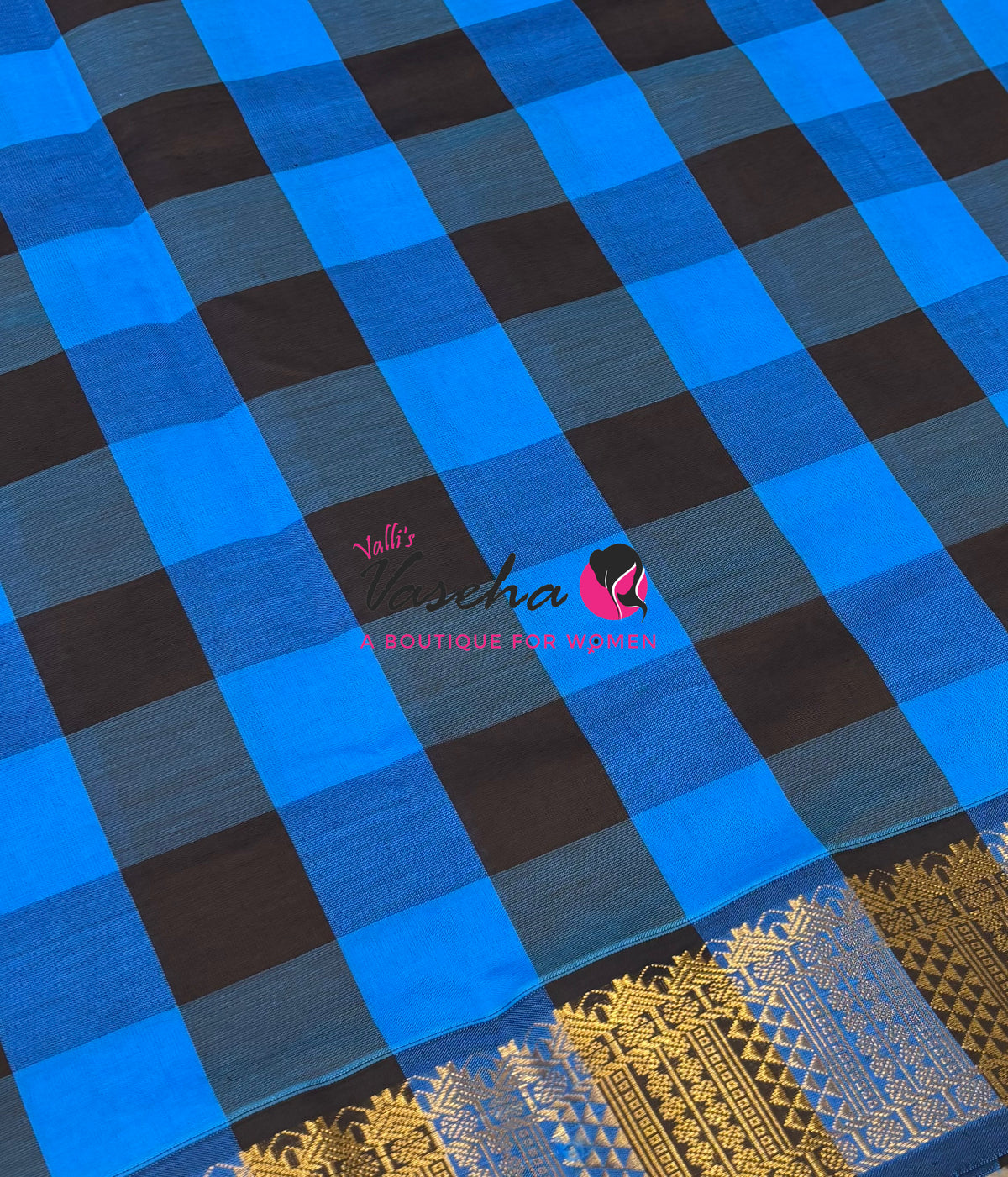 Semi Silk Cotton Saree |  Pazhum Pazhamum Checks Design |VVSSC018