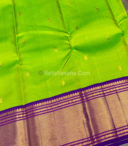 Pure Vintage Korvai Kanchipuram Silk Saree - Green & Purple Combo - VVPS032