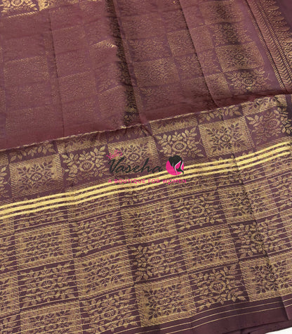 Pure Soft Silk Saree - Light Onion Pink with Brown - VVPSS071