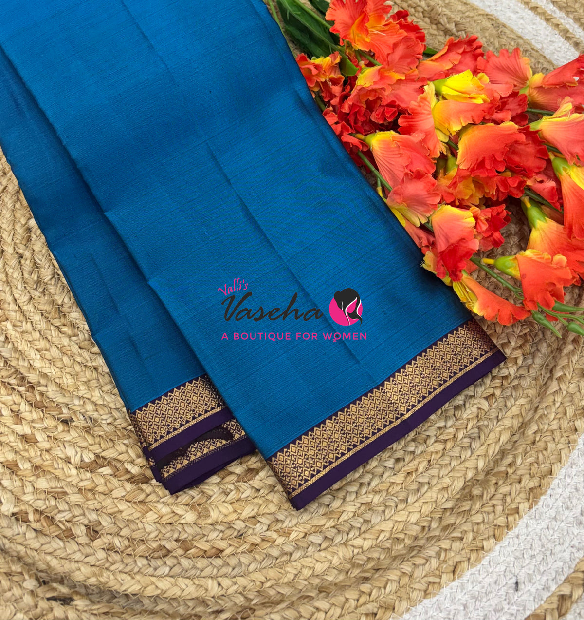 Pure Soft Silk Saree  -  Blue With Purple Combo - VVPSS146