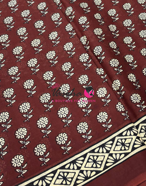 Pure Soft Mul Mul Cotton Sarees - Hand Block Prints - VVMMC011