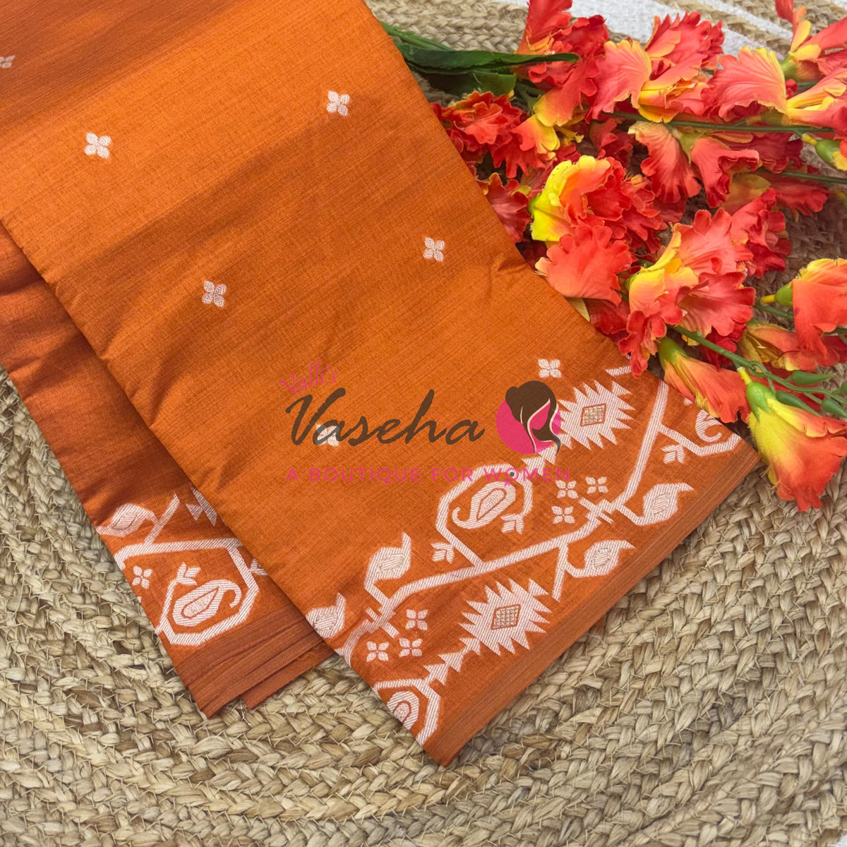 Semi Gicha Tussar Silk - Orange Shade - VVGTS002