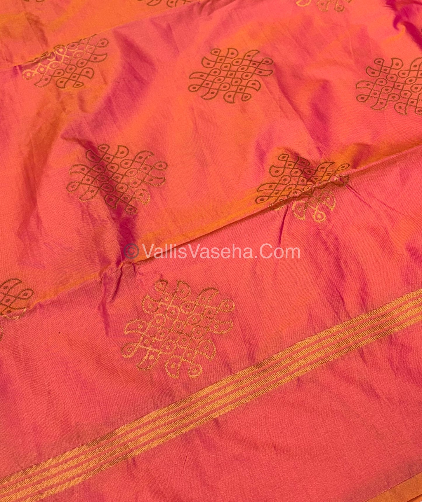 Semi Soft Silk - Kolam Design - Peachish Gold Shade - VVSSS029