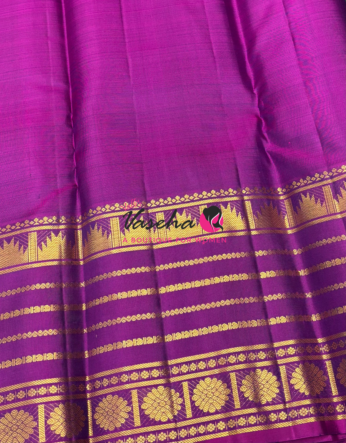 Pure Kanchipuram Silk Saree - Green With Purplish Pink - VVPS098