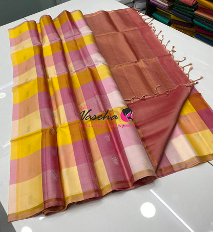 Pure Soft Silk Saree  - Pazhum Pazhamum Checks - VVPSS092