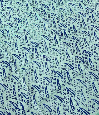 South Mixed Cotton - Mirror Work Embroidery - Navy Blue with Light Bluish Green- VVPCM002