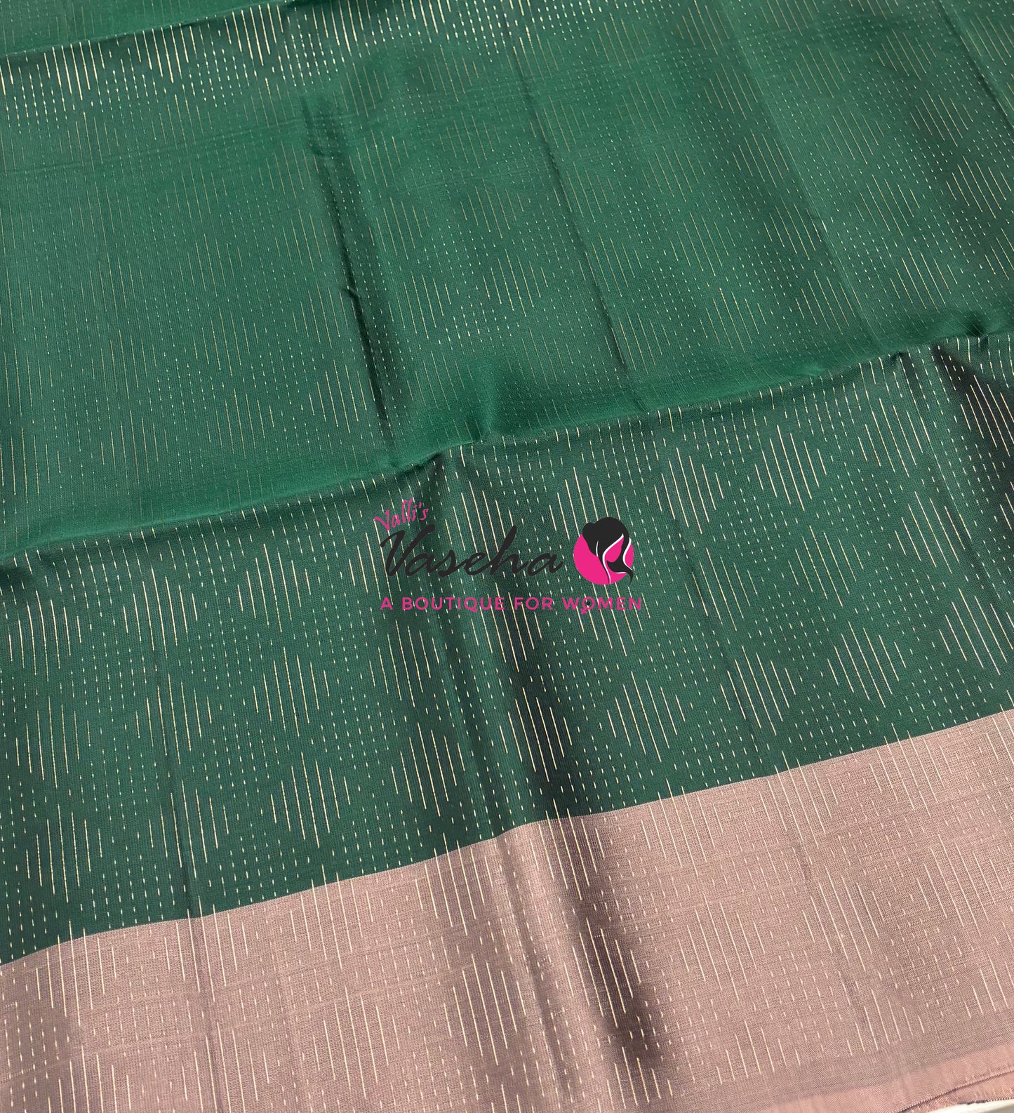 Pure Soft Silk Saree  - Vairavoosi Pattern - Green With Light Beige - VVPSS095