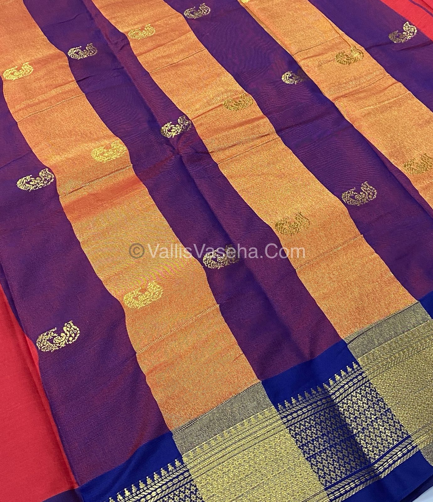 Semi Silk - Red with Blue Combo - VVSS001