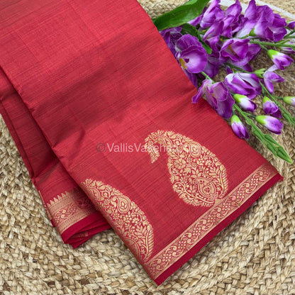 Semi Tussar Silk - Small Mango - Red Shade - VVSTS002
