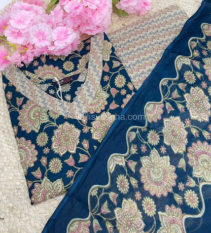 Ready Made - Semi Patiyala 3(pc) Set - Printed Cotton - VVRSP001