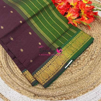 Semi Silk Cotton Saree | Double Leaf Butta Design |VVSSC016