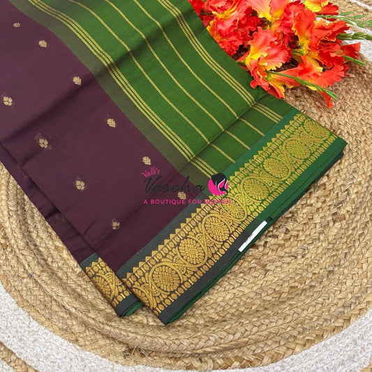 Semi Silk Cotton Saree | Double Leaf Butta Design |VVSSC016