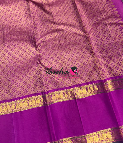 Pure Kanchipuram Silk Saree - Vairavoosi Design  - Purple & Purplish Pink Combo - VVPS014