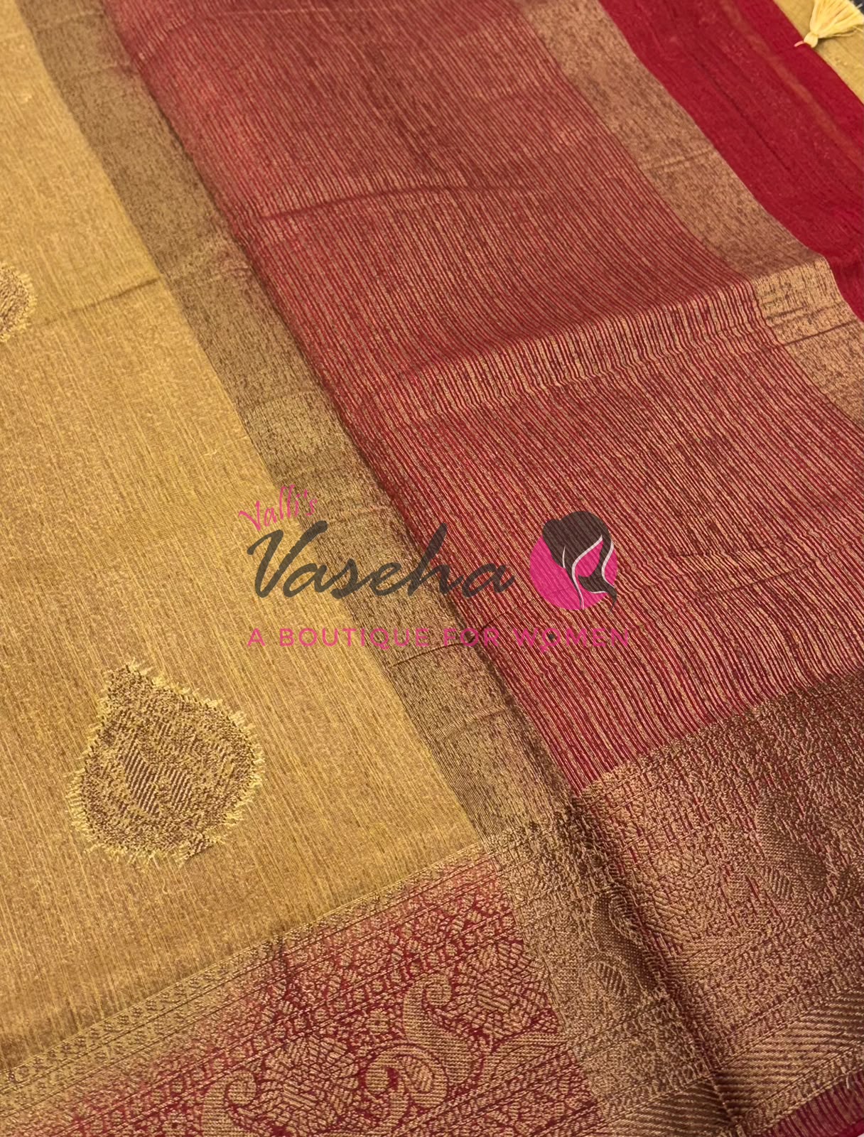 Bamboo Silk Saree- Peach with Pink Shade - VVBSS013