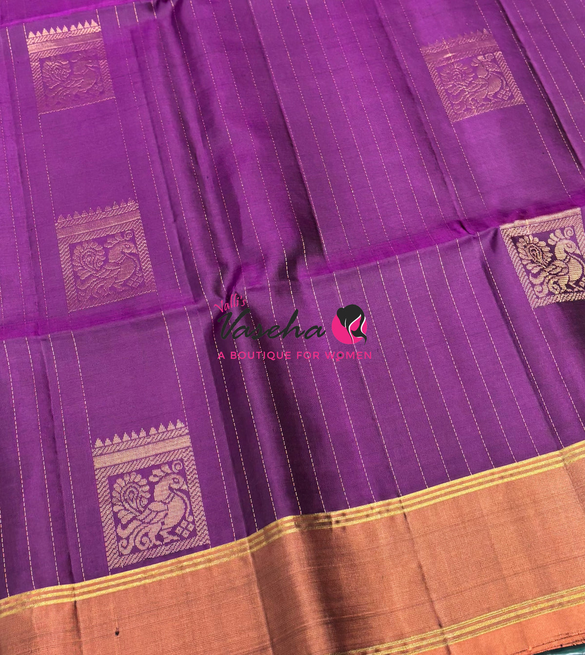 Pure Soft Silk Saree  - Purple &  Light Orange Combo - VVPSS134