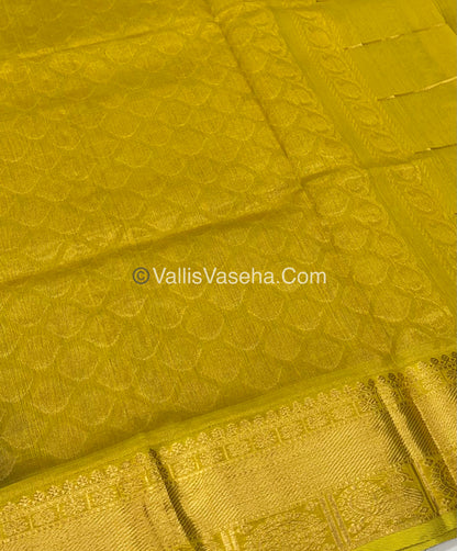 Pure Silk Cotton Saree - Mayil & Chakkaram Design - Dark Purple & Yellow - VVMC001