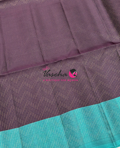 Pure Soft Silk Saree  - Vairavoosi Pattern - Brown With Blue - VVPSS095