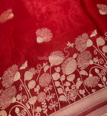 Banarasi Premium Viscose Saree - Red Shade - VVBPV001
