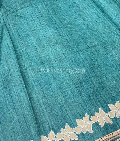 Semi Raw Silk with embroidery work - VVSRS001