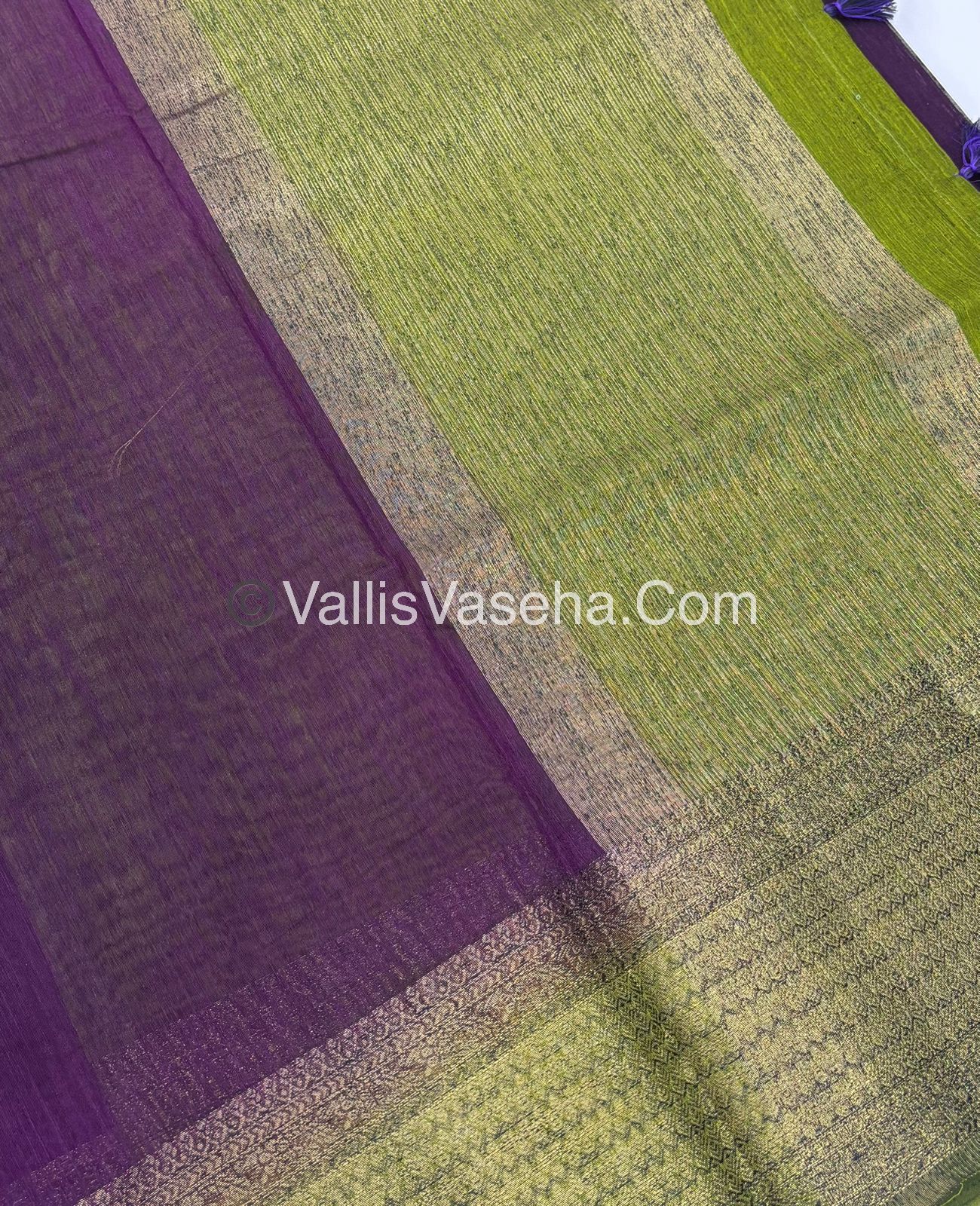 Bamboo Silk Saree - Violet With Green Shade - VVBSS003