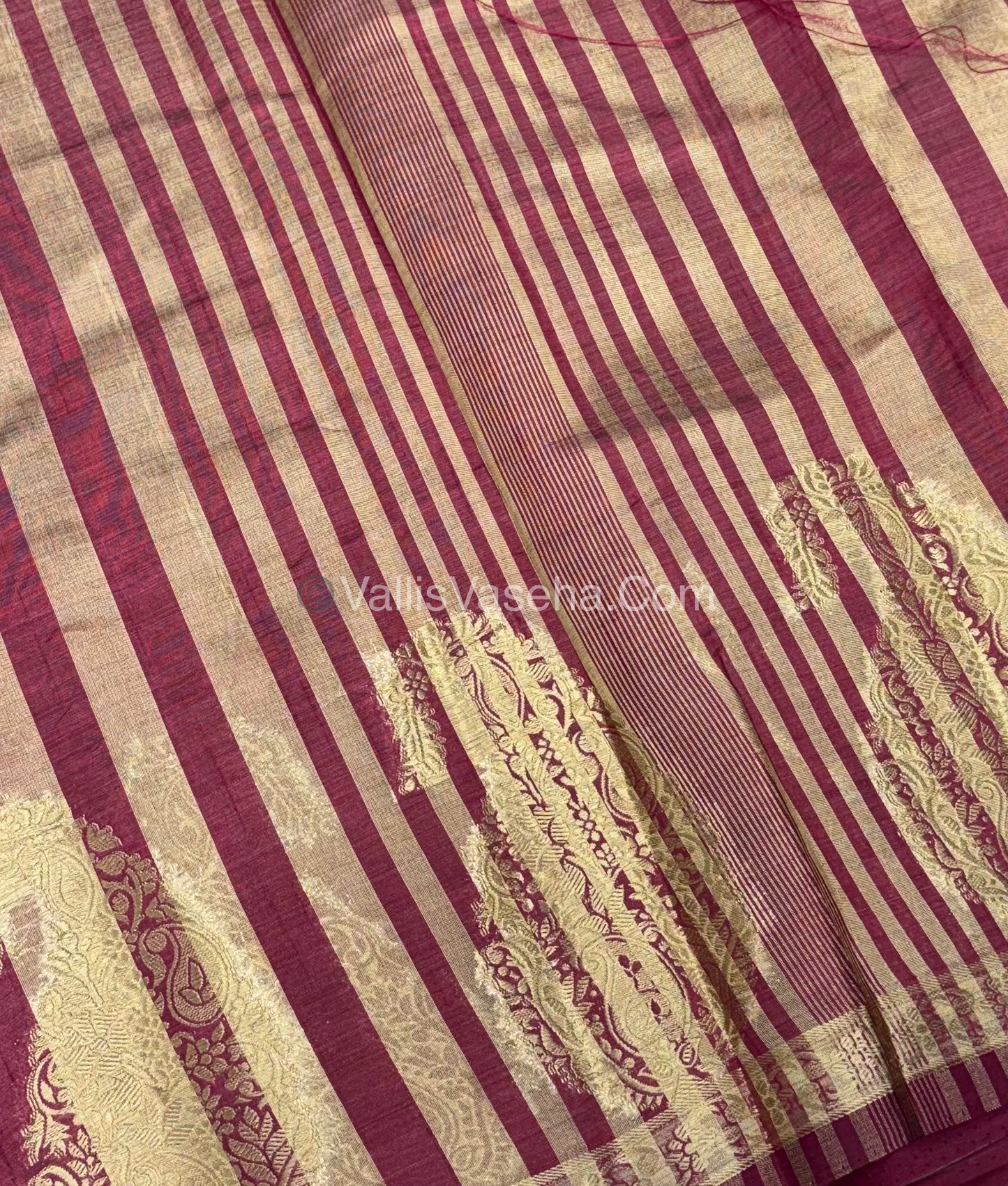 Semi Tussar Silk - Big Mango - Maroon ( Jamun / Beetroot) Shade - VVSTS002