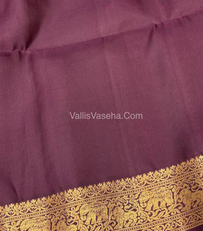 Pure Soft Silk Saree - Kanchi Border - Rust Orange With Wine Brown Shade - VVPSS015
