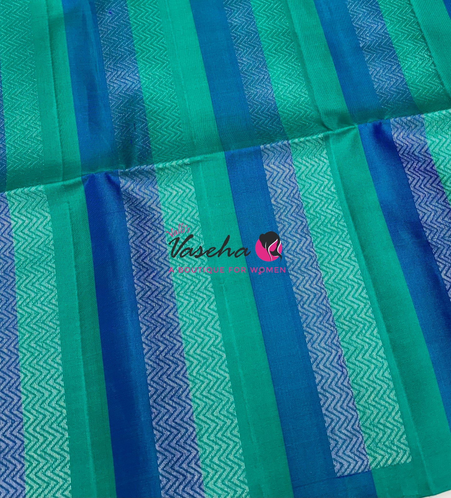 Pure Soft Silk Saree - Border Less  - Sea Green With Peacock Blue Combo - VVPSS068