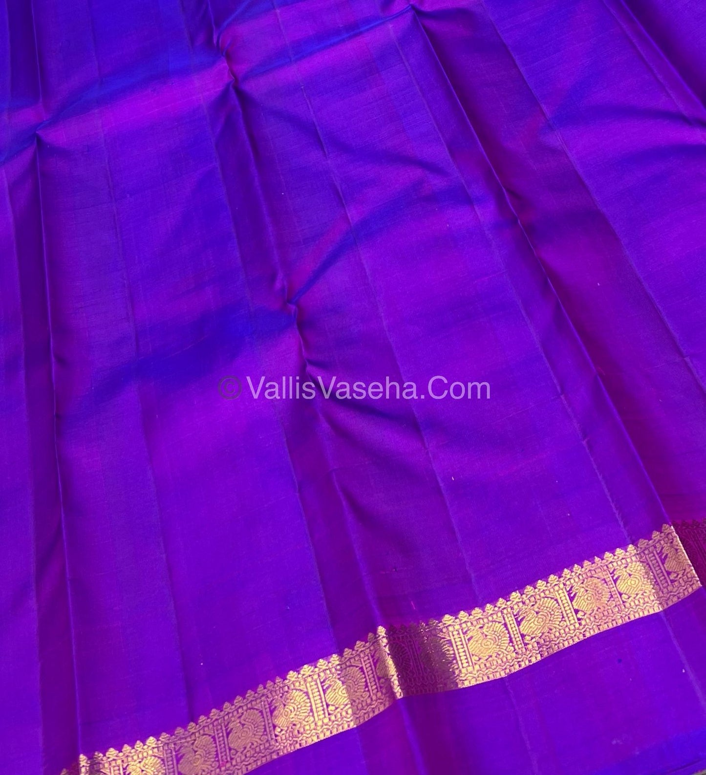 Pure Kanchipuram Silk Saree - Dual Tone Peachish Pink & Violetish Blue Combo - VVPS011