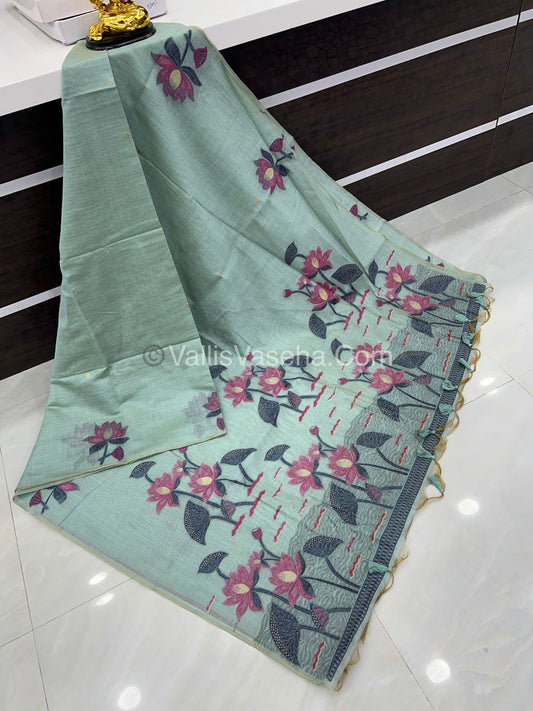 Muga Cotton Saree - Contrast Blouse - VVMCS001