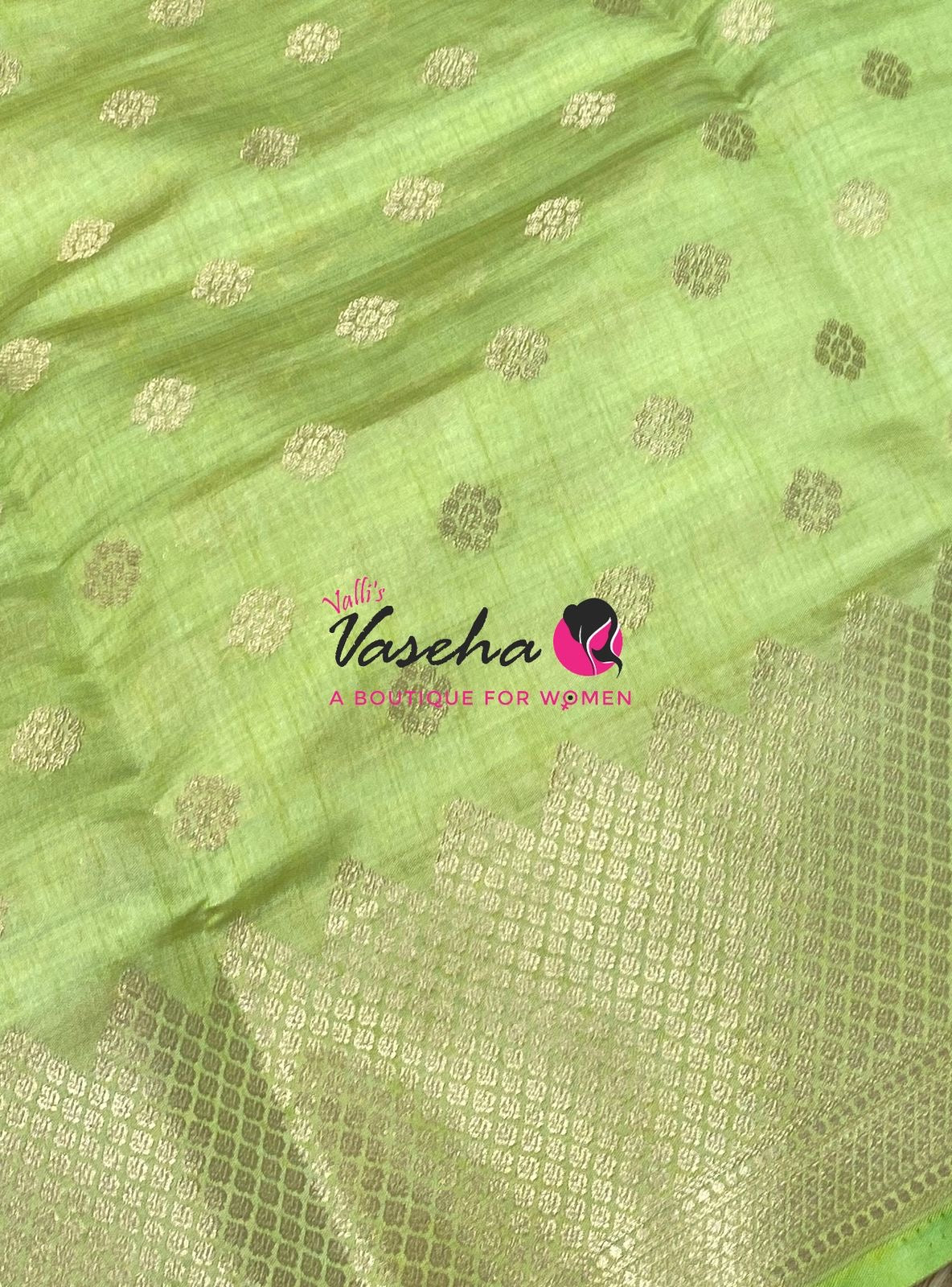 Semi Tussar Silk Saree | Pista Green Shade |VVSTS057