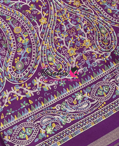 Casual Wear - Fancy Printed Silk  - Wine  Shade - VVFPS001