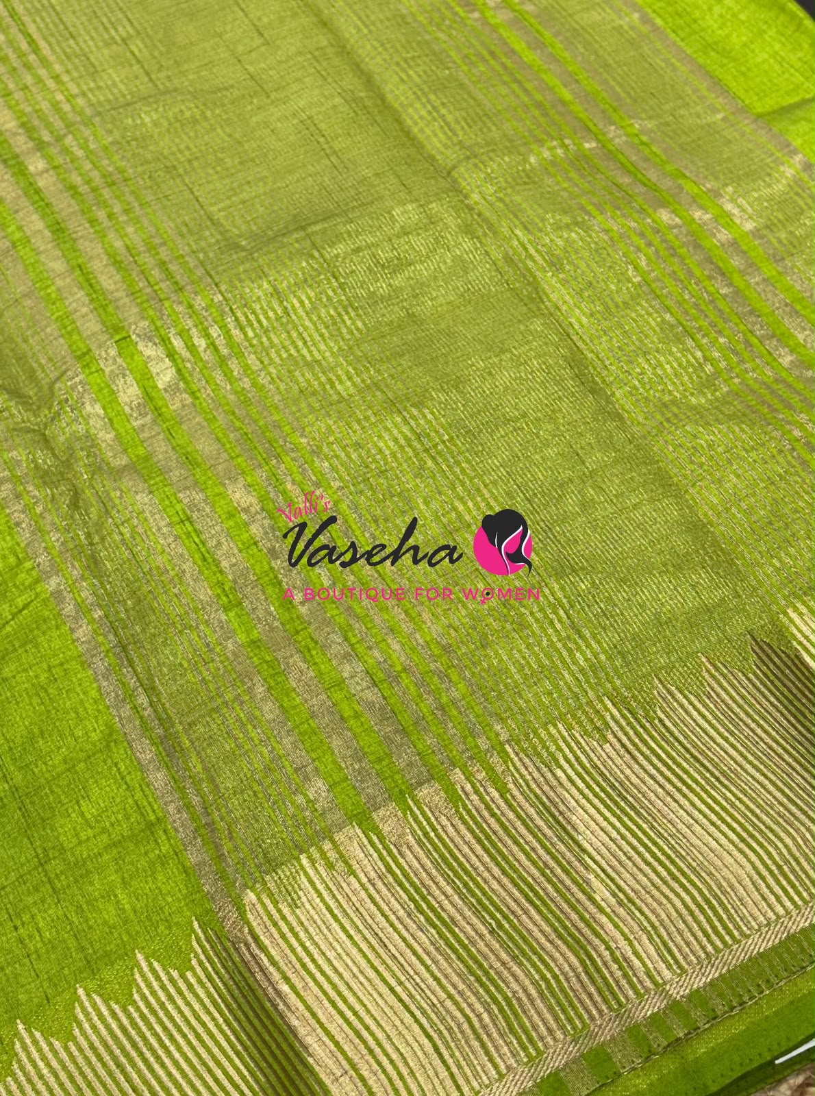 Semi Tussar Silk Saree | Light Green Shade |VVSTS051