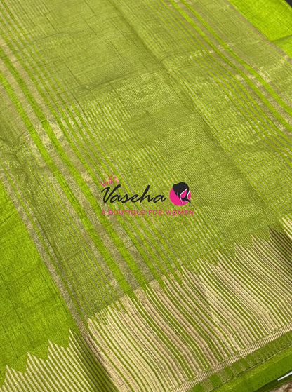 Semi Tussar Silk Saree | Light Green Shade |VVSTS051