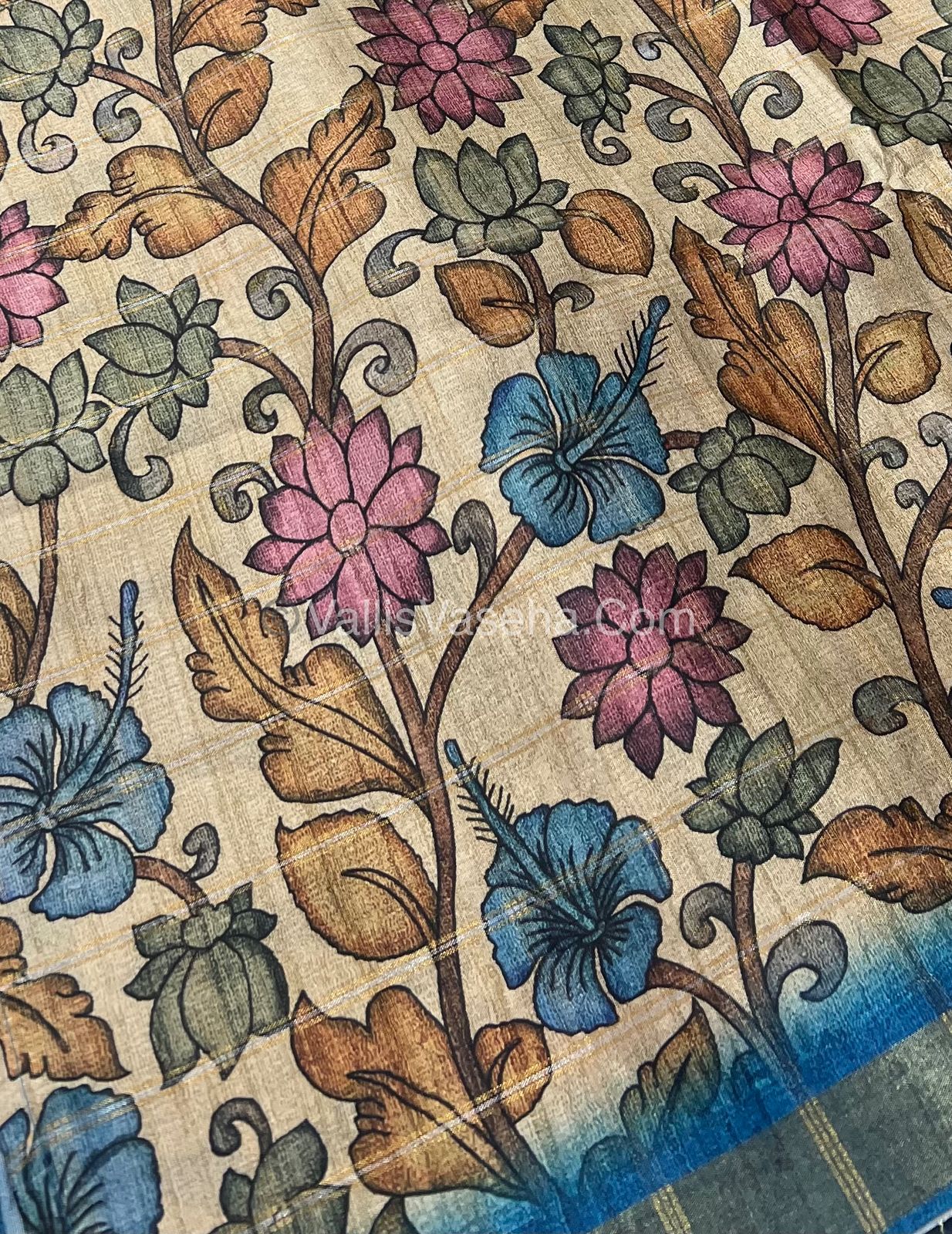 Semi Gicha Tussar Silk Saree - checks pattern - VVSGT001