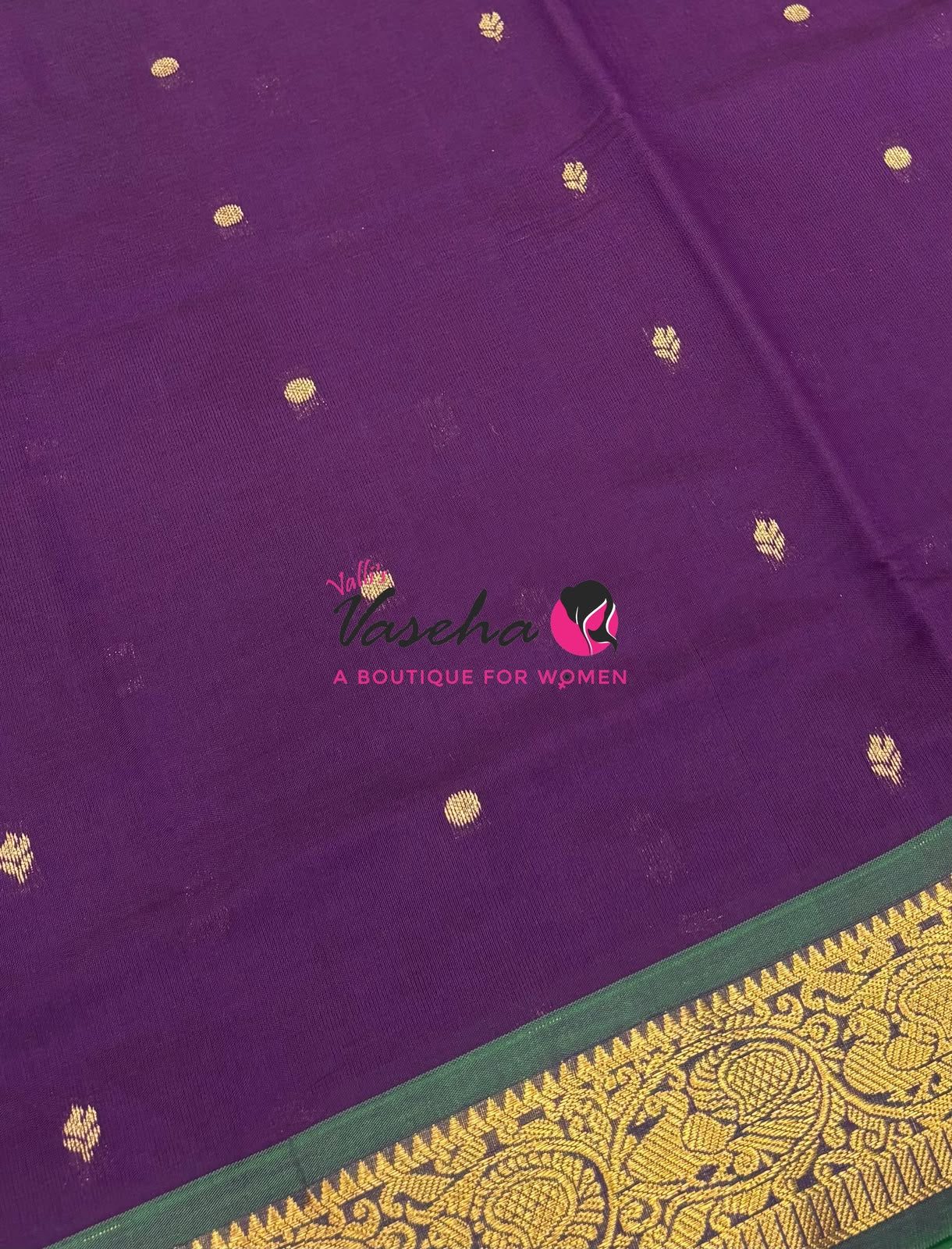 Semi Silk Cotton Saree - Small Round with Zari Butta  - VVSSC014