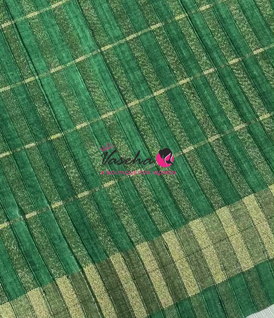 Semi Art Tussar Silk  / Art Silk - Pink & Green - VVATS008
