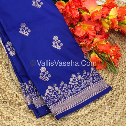 Semi Soft Silk with Border - Blue Shade  -VVSSS013
