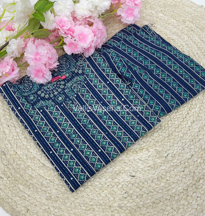 Trendy Printed  Cotton - Co-ord Set - Blue Shade - VVRCS001