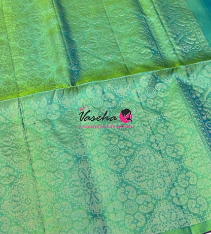 Pure Soft Silk Saree  - Purple With Green - VVPSS094