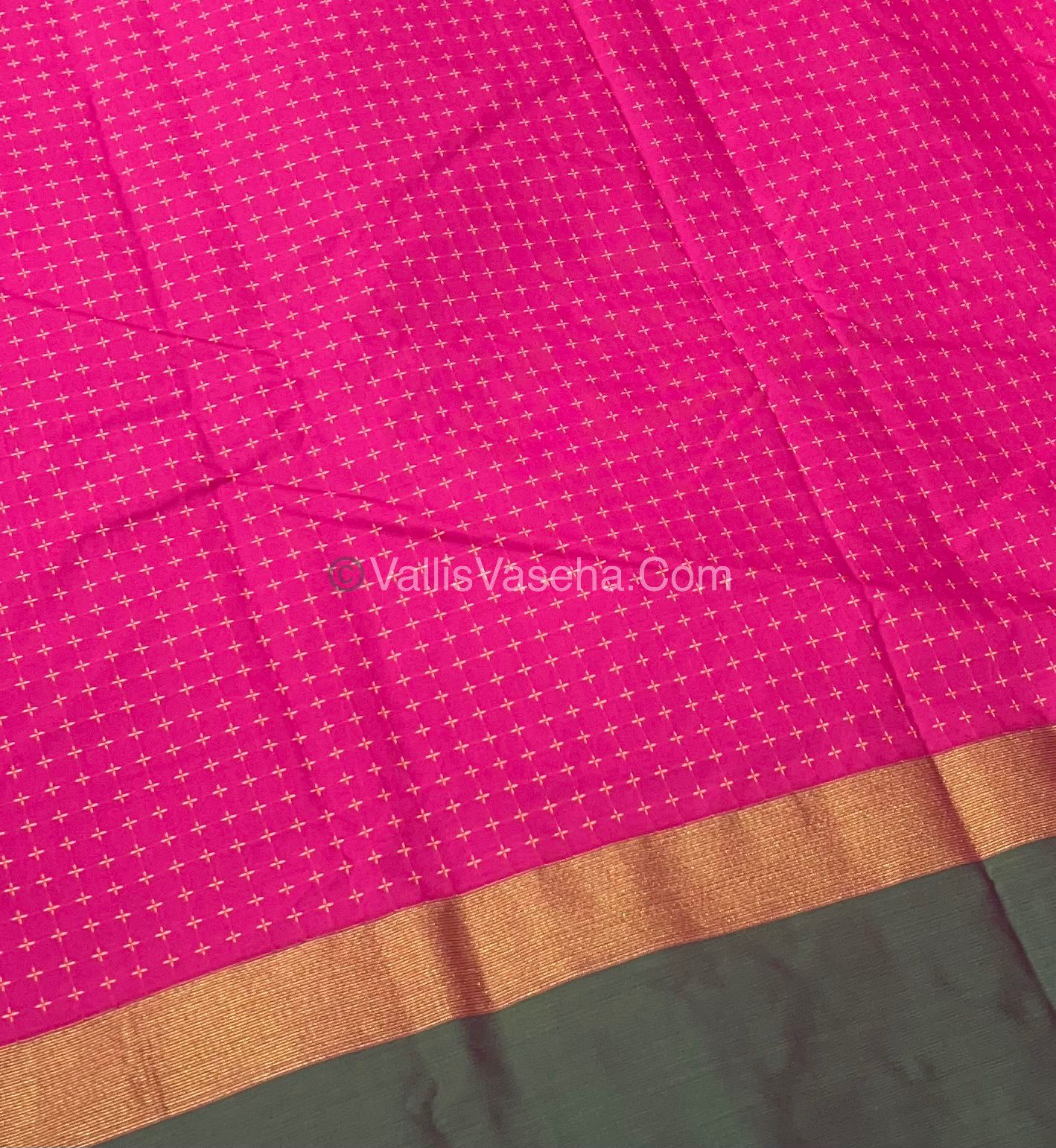 Semi Silk Saree - Plus Design Style - Contrast Pallu & Blouse or Running Pallu & Blouse - VVSS004