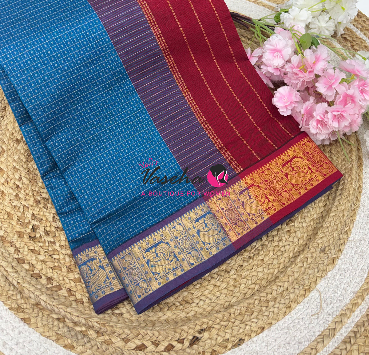 Semi Silk Cotton Saree | Lakshadeepam Design |VVSSC009