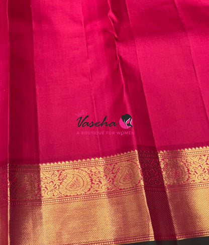 Pure Kanchipuram Silk Saree - Vairavoosi Design  - Pinkish Red Shade - VVPS059