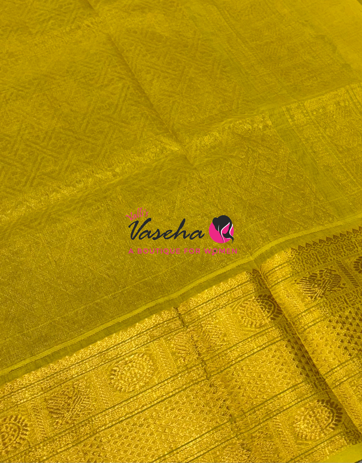 Pure Korvai Silk Cotton  -  Kanchi Border - Blue With Yellow Shade - VVKSC032