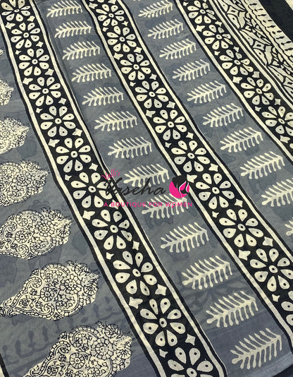 Pure Soft Mul Mul Cotton Sarees - Hand Block Prints - VVMMC011