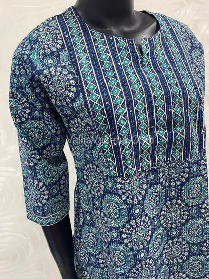 Trendy Printed  Cotton - Co-ord Set - Blue Shade - VVRCS001