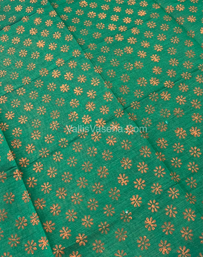 South Mixed Cotton - Mirror Work Embroidery - Orange With Green  - VVPCM002