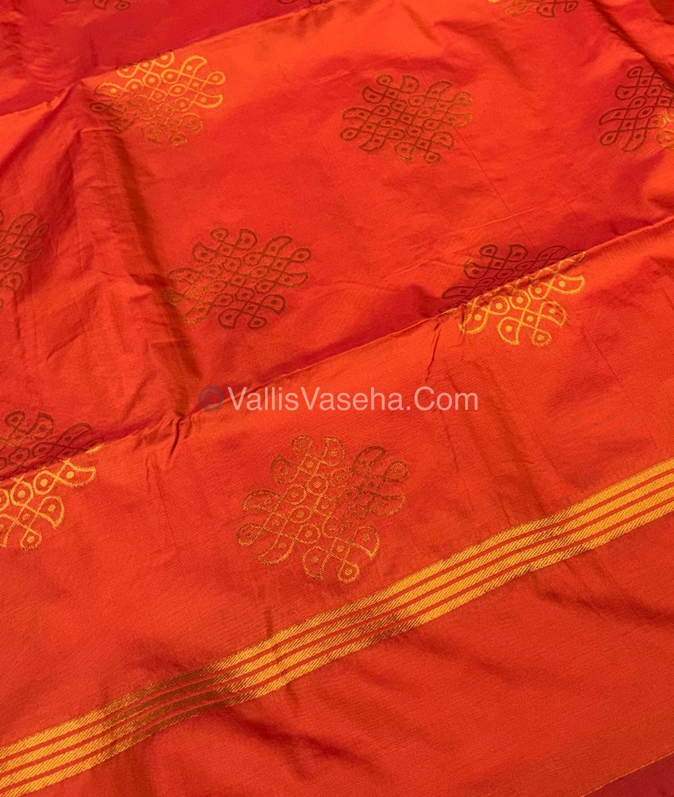 Semi Soft Silk - Kolam Design - Orange Shade -VVSSS029