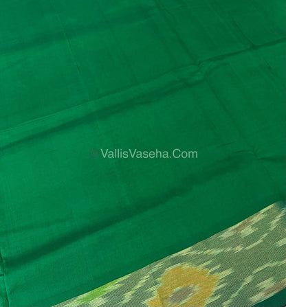 Semi Silk Cotton Saree - Red & Green - VVSSC001