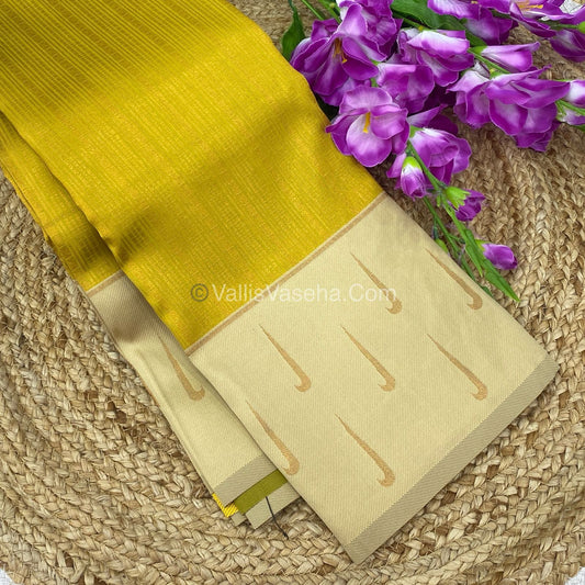 Kanchi Semi Silk - Yellow with Cream VVKSS001
