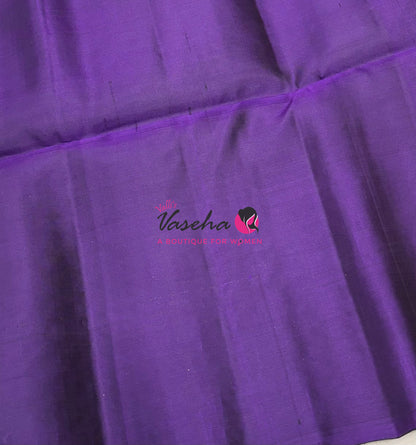 Pure Soft Silk Saree - (1.75 Warp) Shade Of Grey & Purple Combo - VVPSS064